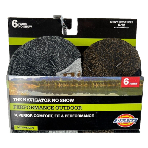 NEW Dickies Men Performance-Outdoor No-Show Socks 6 Pairs Sz 6-12 Black Assorted - Picture 5 of 16